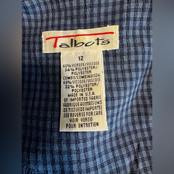 Talbots Sky Blue Plaid Tie Back Lightweight Preppy Shift Maxi Dress Sz 12 - Picture 6 of 10